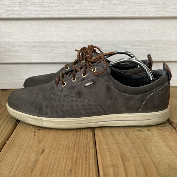 Ecco Collin 2.0 Perforated Leather Sneakers Shoes Gray Mens EU 45 US 11 - 11.5 - Picture 3 of 9